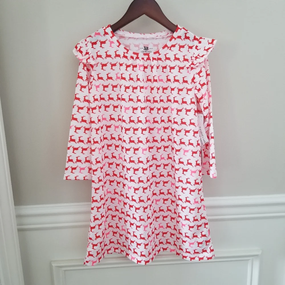 New! Crewcuts sz 3T 3 Girls Reindeer Pajama Dress Nightgown NWT